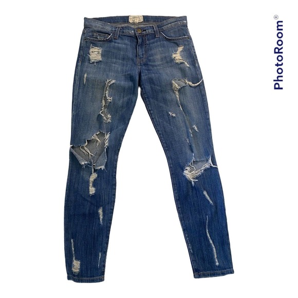 Current/Elliot The Stiletto Shredded Denim Jeans. Size 27 - Picture 1 of 7